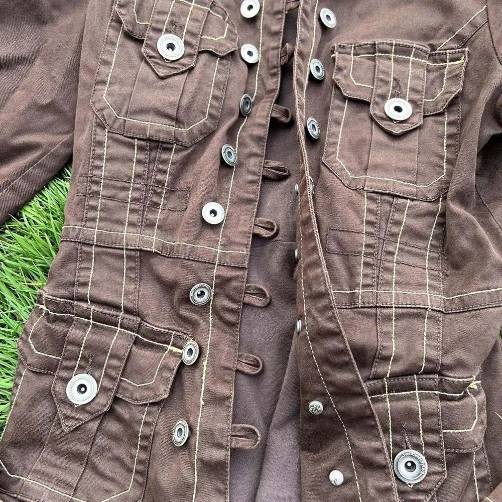 Vintage Twill Twenty Two Brown Button Jacket - Picture 2 of 4